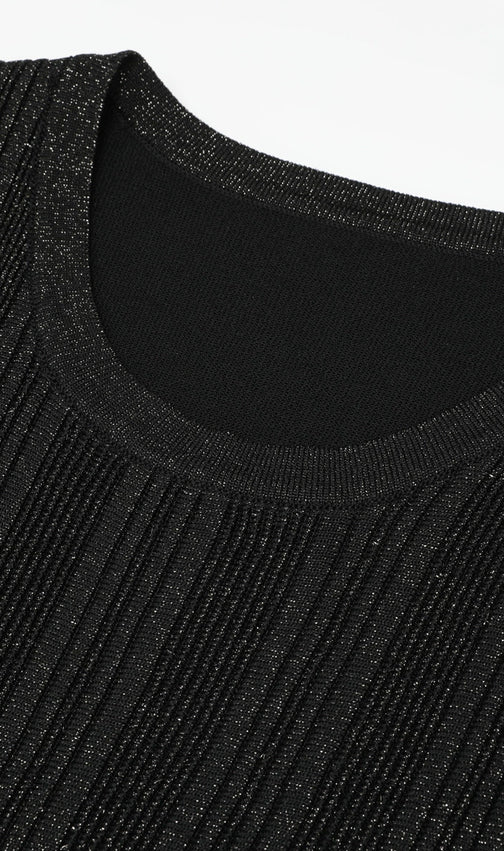Kiandra Shimmering Black Knit Maxi Dress - Effortless Glamour & Comfort