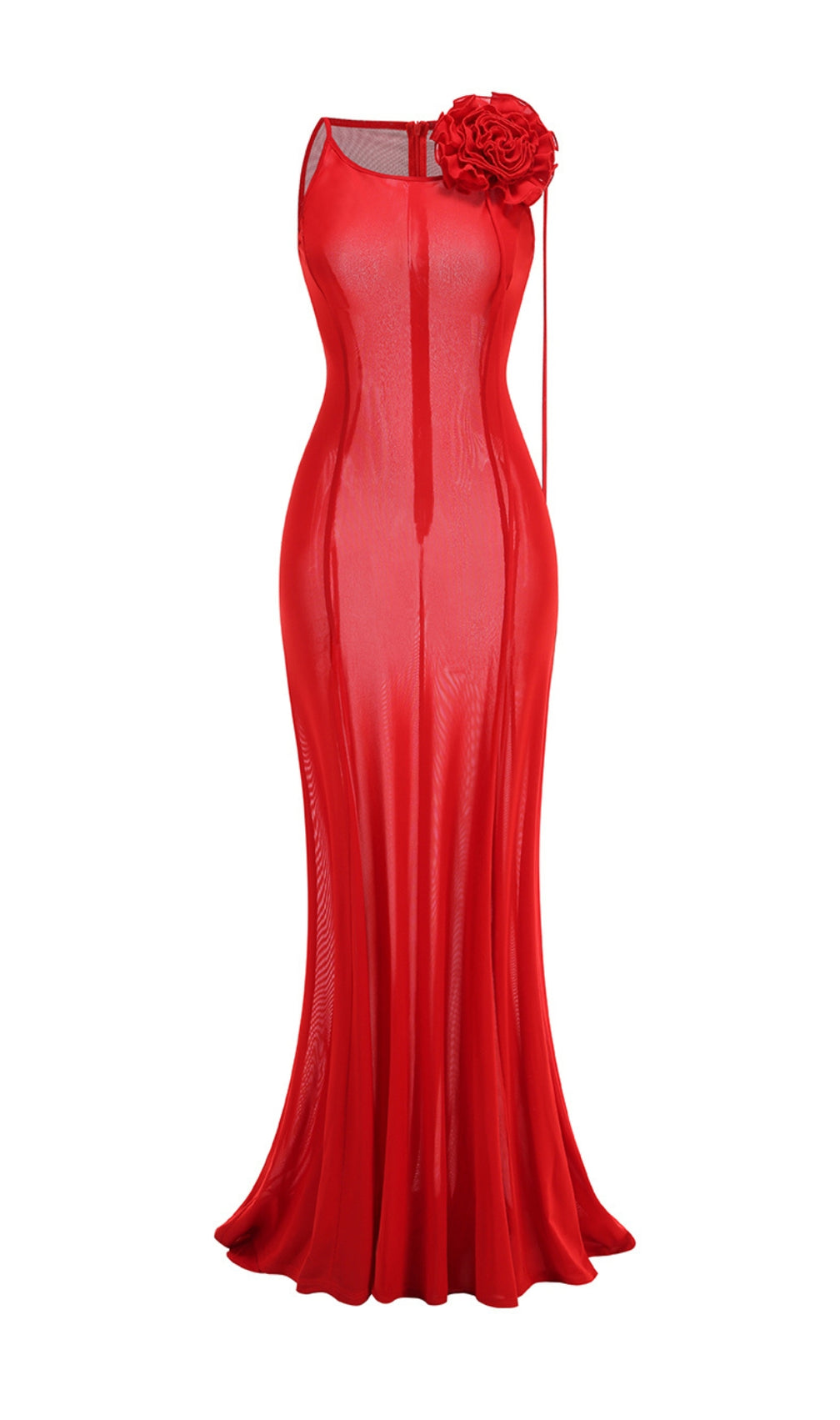 Floral Detail Maxi Dress Red