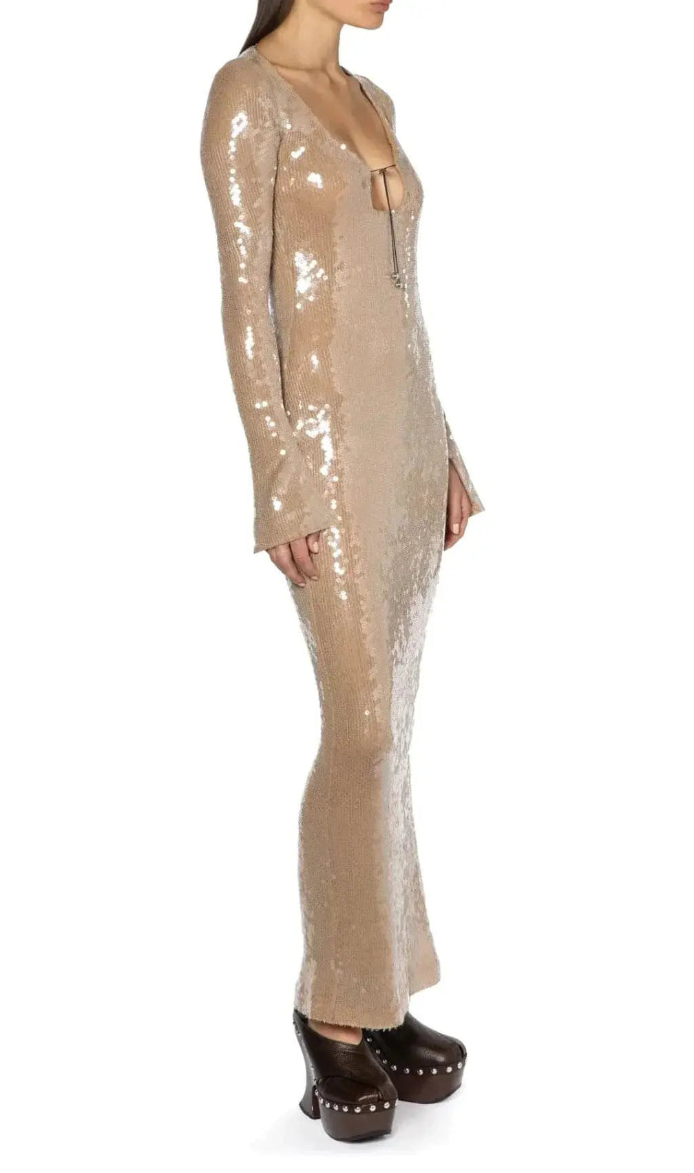 Ardelle Khaki Sequin Maxi Dress