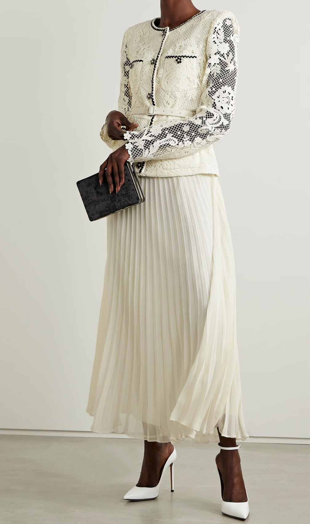 Eline Embroidery Pleated Maxi Dress