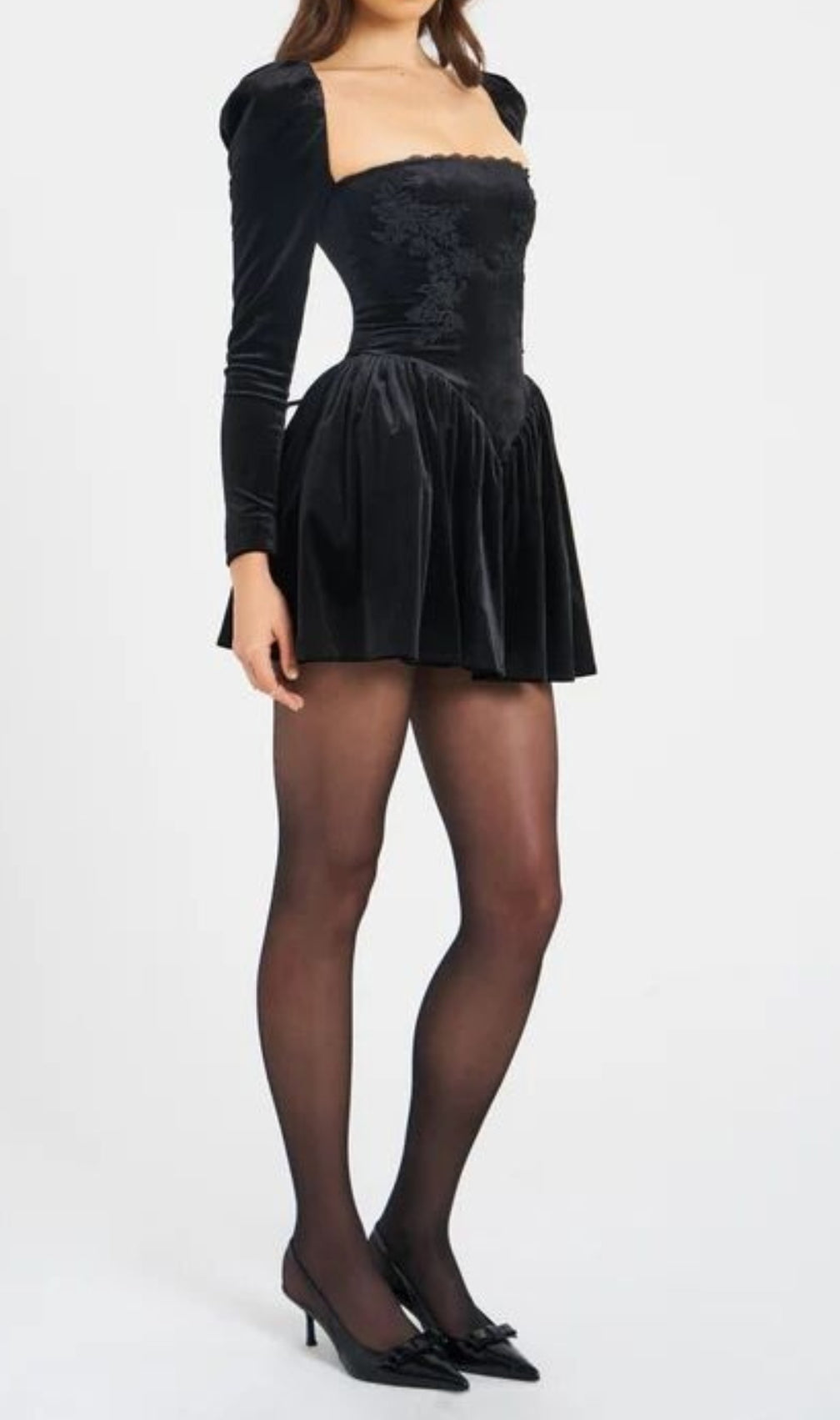 Carlyn Black Long Sleeve Velvet Mini Dress