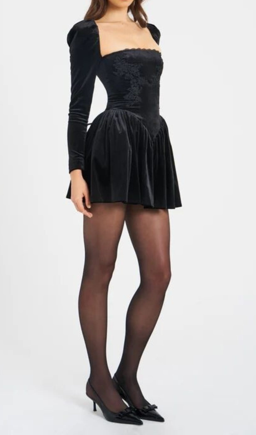 Carlyn Black Long Sleeve Velvet Mini Dress