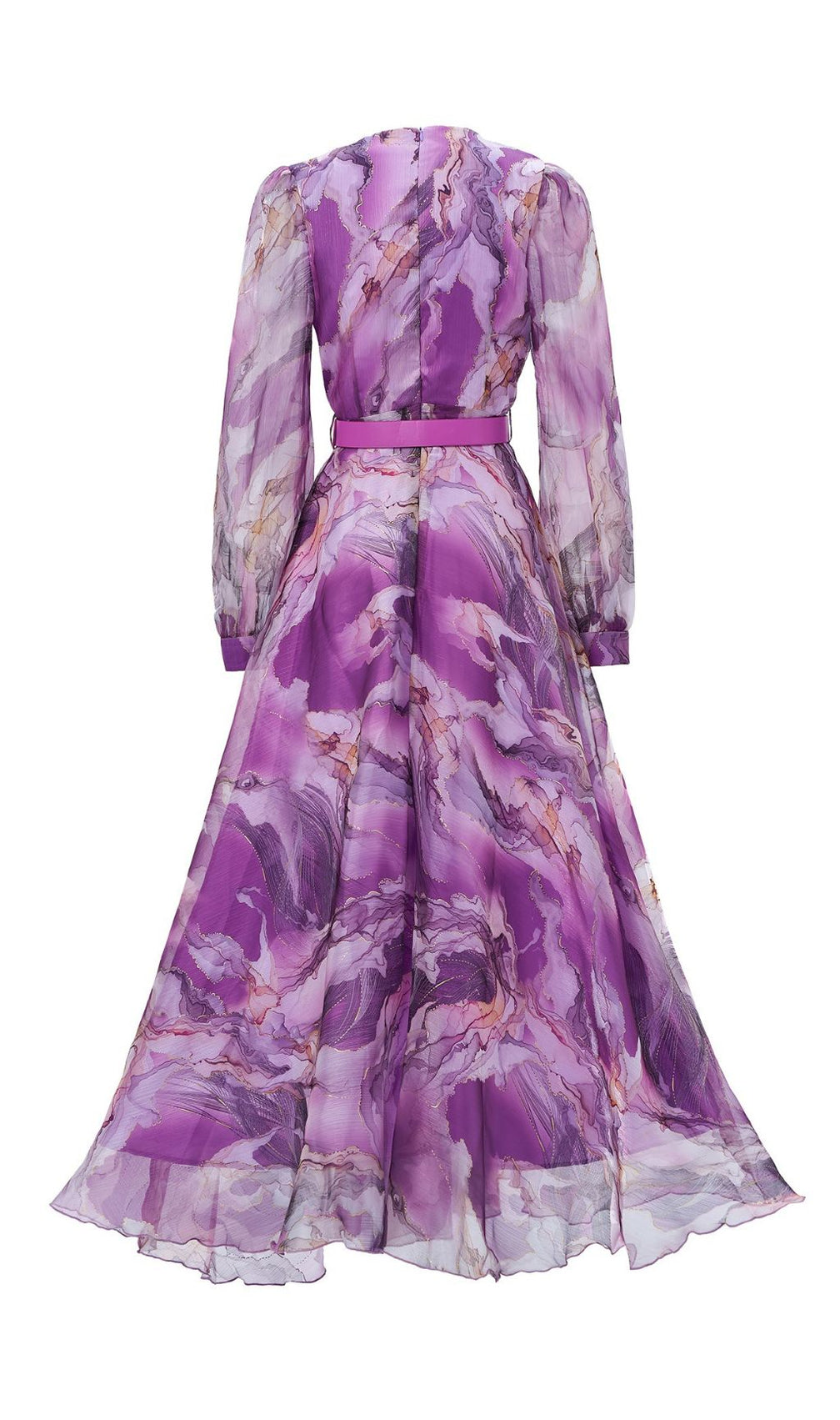 Feryal Purple Printed Long Sleeve Maxi Dress