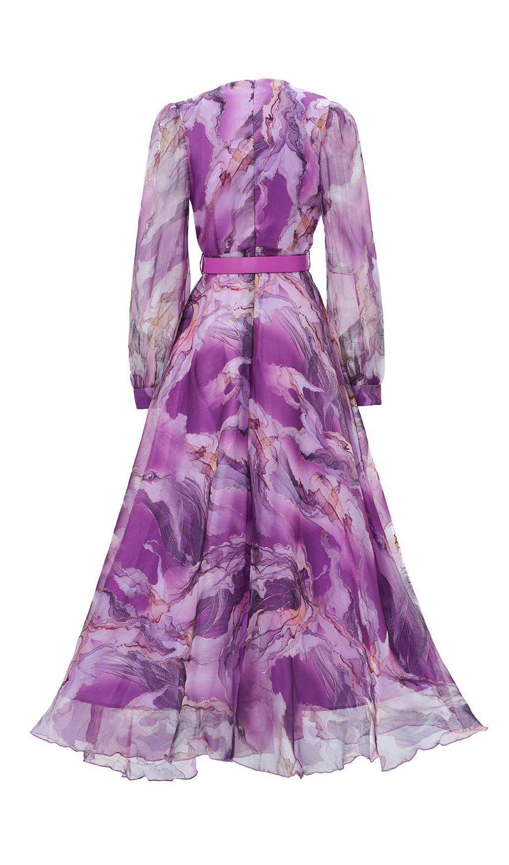 Feryal Purple Printed Long Sleeve Maxi Dress