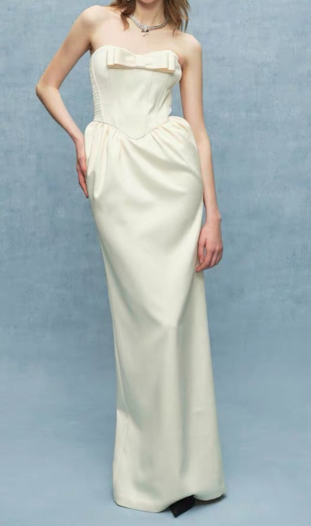 Daithí Strapless Bow Corset Maxi Dress
