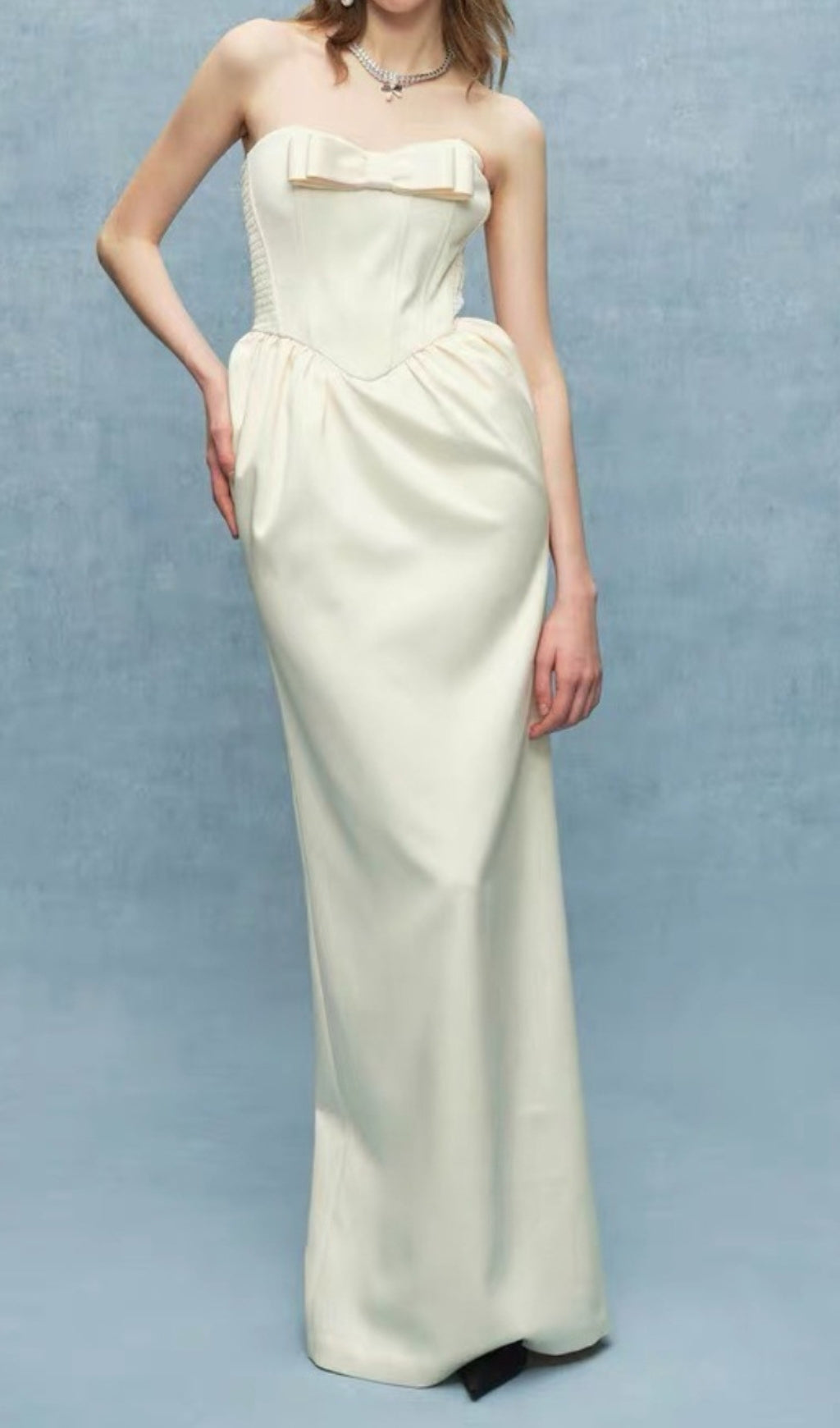 Daithí Strapless Bow Corset Maxi Dress