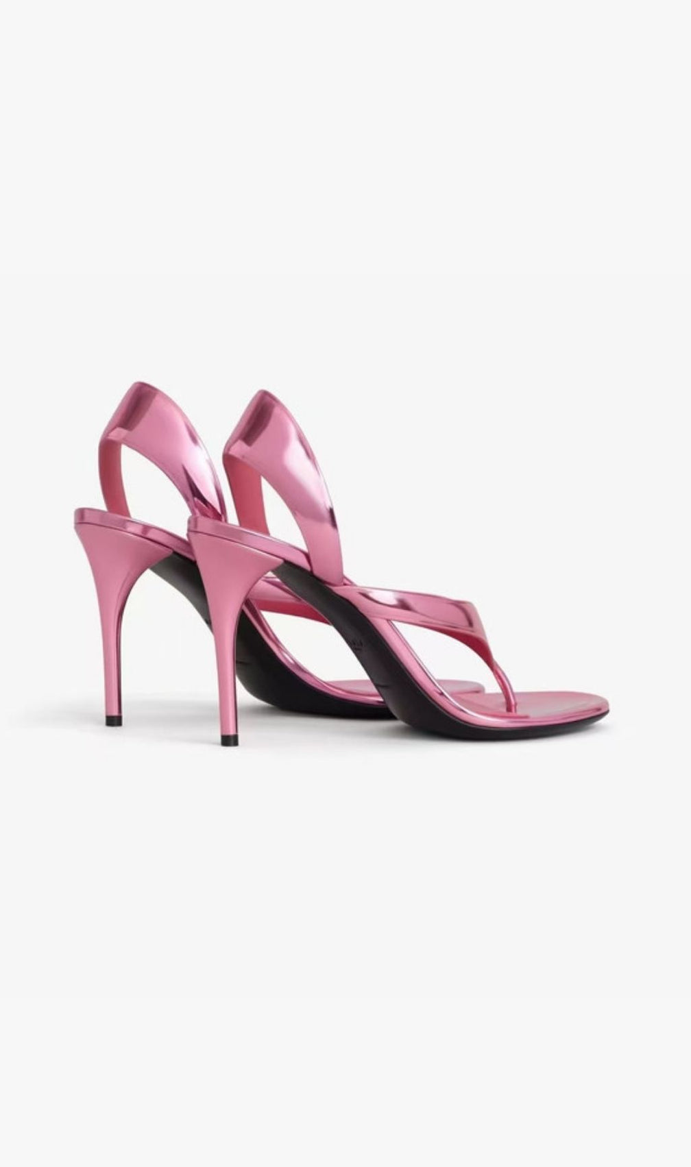 Kasumi Metallic Pink V-Strap Stiletto Heels | Glamorous Toe-Post Sandals