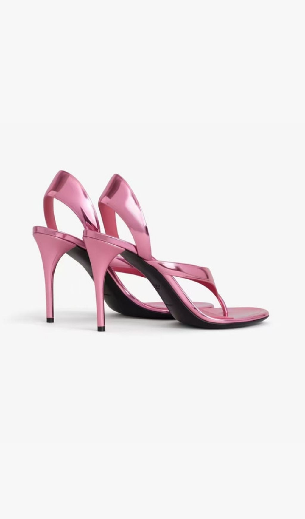 Kasumi Metallic Pink V-Strap Stiletto Heels | Glamorous Toe-Post Sandals