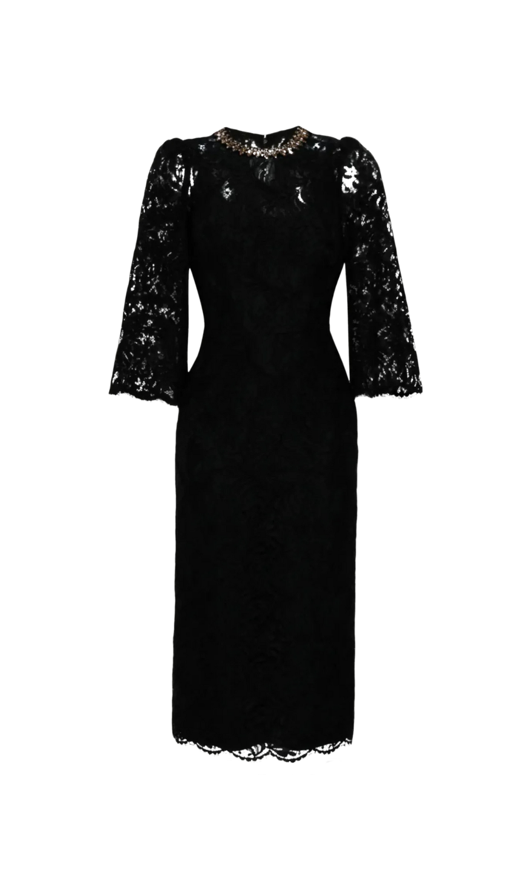 Acotas Lace Crystal-embellished Midi Dress in Black