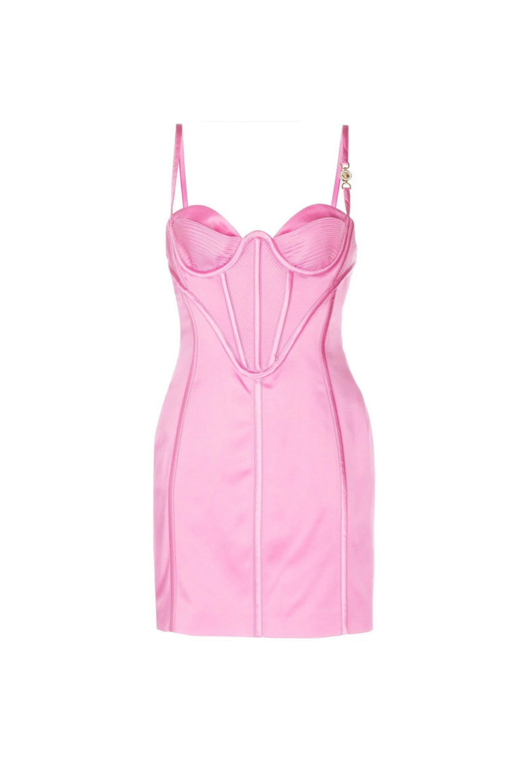 Acetate-blend satin mini dress in pink