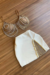 Sable Pearl Body Chain Set in White