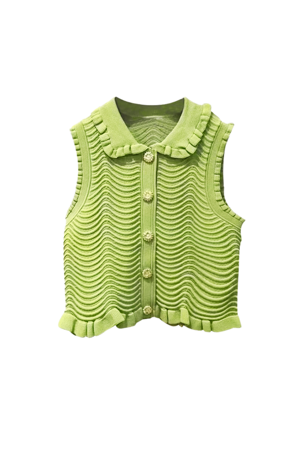 Lina Sleeveless Textured Knit Top in Olive Green