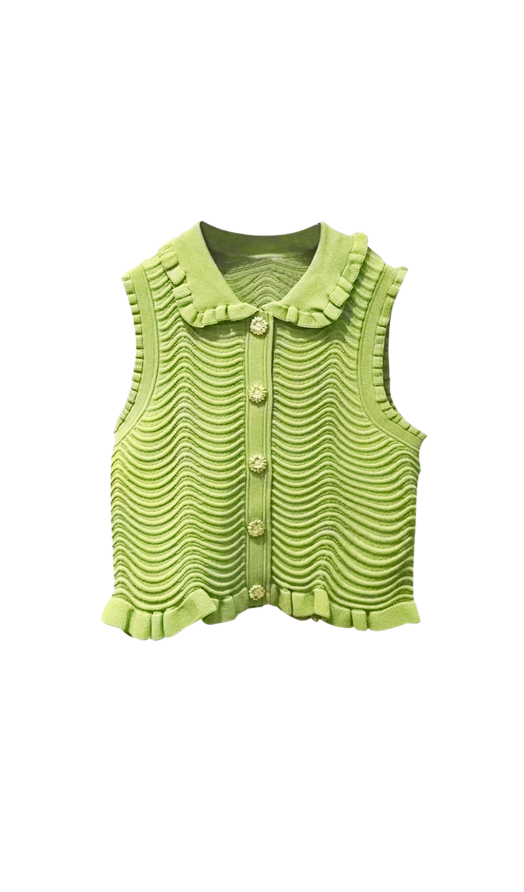 Lina Sleeveless Textured Knit Top in Olive Green