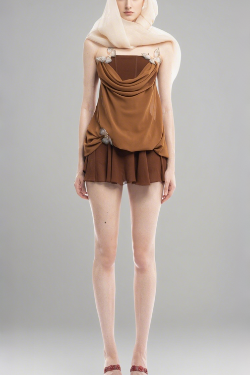 Acosta Strapless Butterfly Embellished Mini Dress