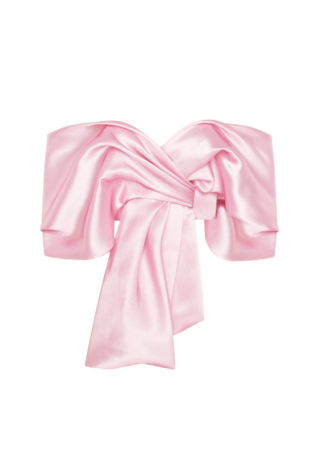 Samira Bow Cross Off Shoulder Satin Top