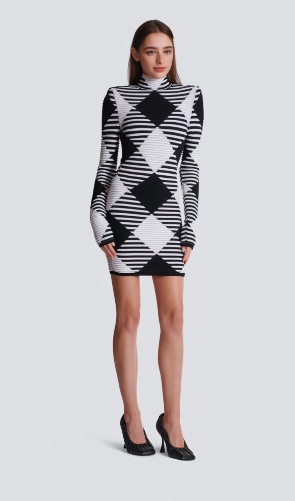 mini dress in rolled gingham knit