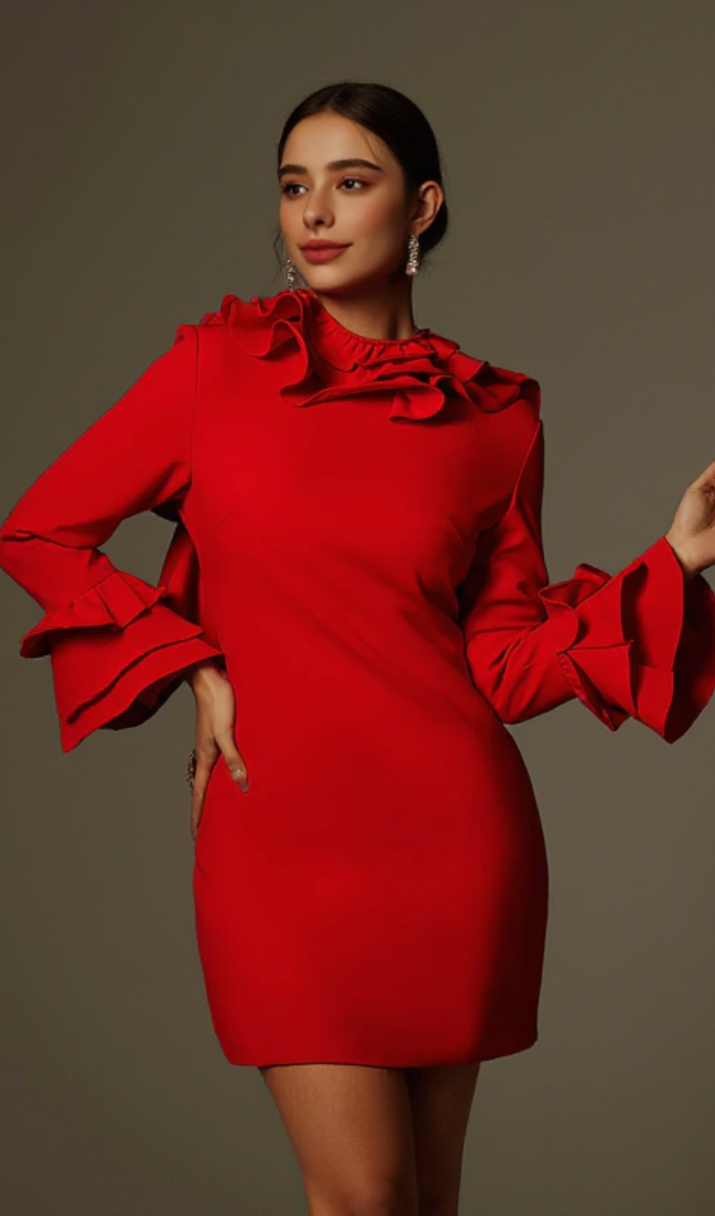 Alessandro Ruffle Backless Mini Dress in red