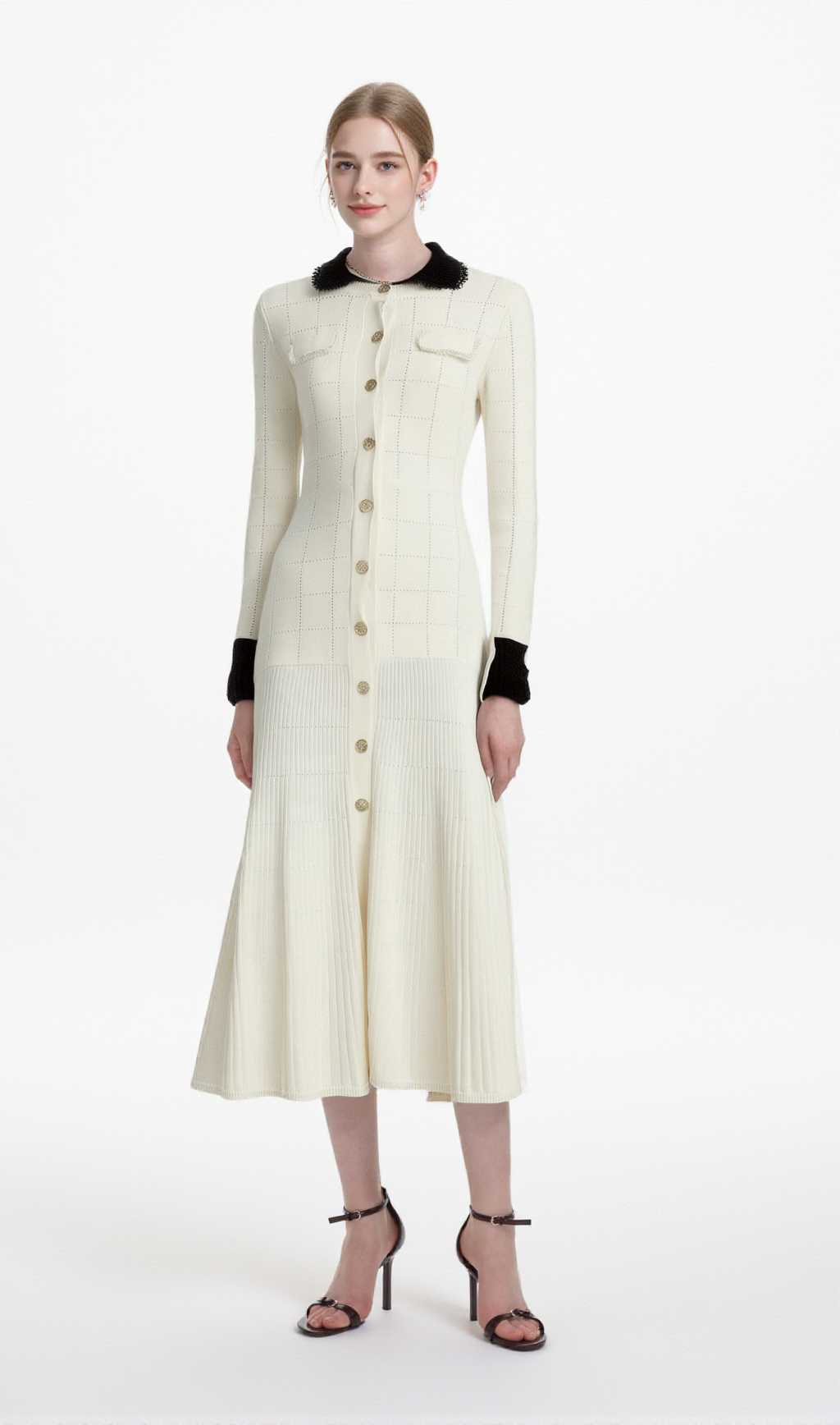 Clémence semi-sheer pleated top & skirt matching set