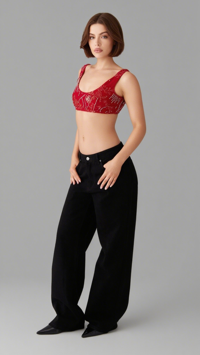Mercer Sequin Bralette - Red