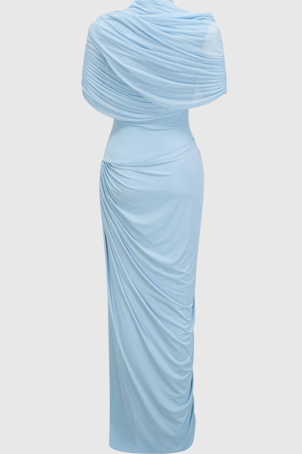 Aakifa Asymmetric Draped Maxi Dress in Baby blue