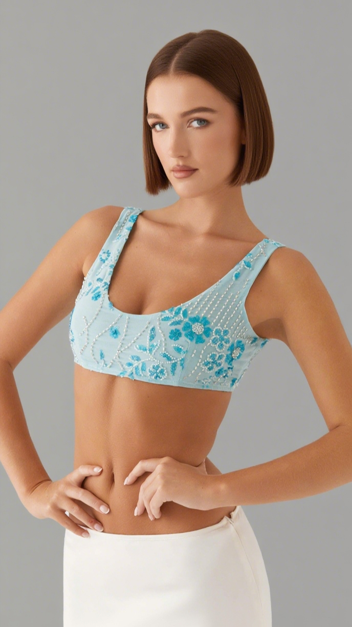 Mercer Sequin Bralette - Blue