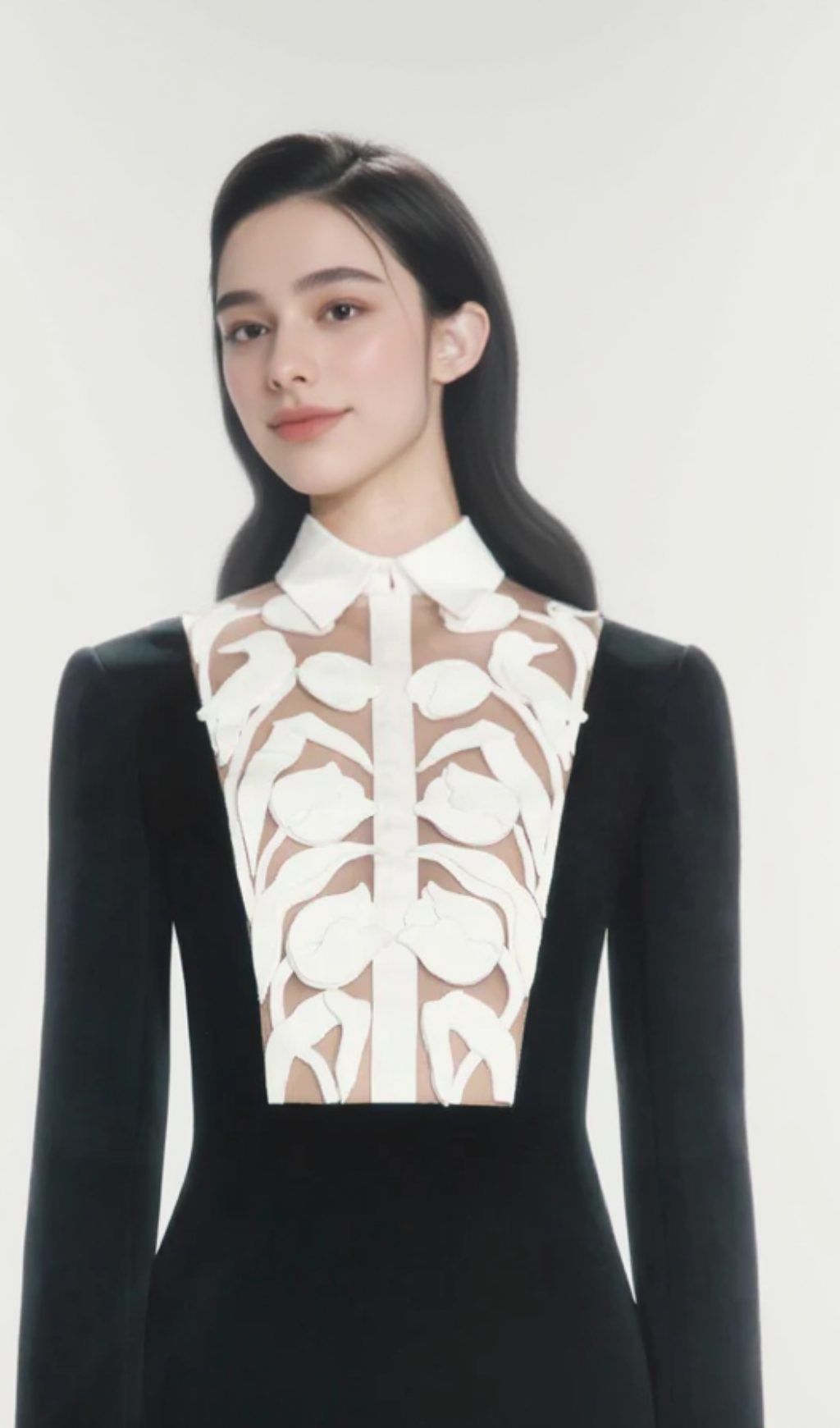 hollow a-line mini Dress in black