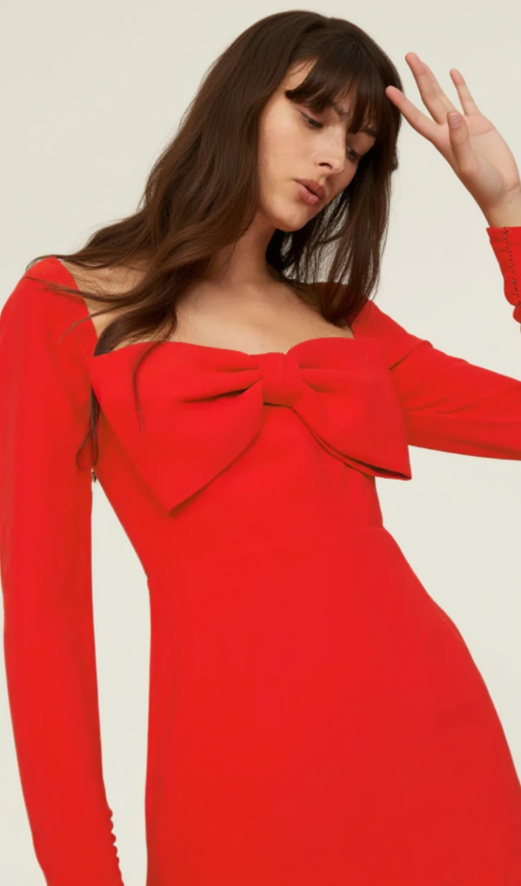 Bow Crepe Mini Dress in red