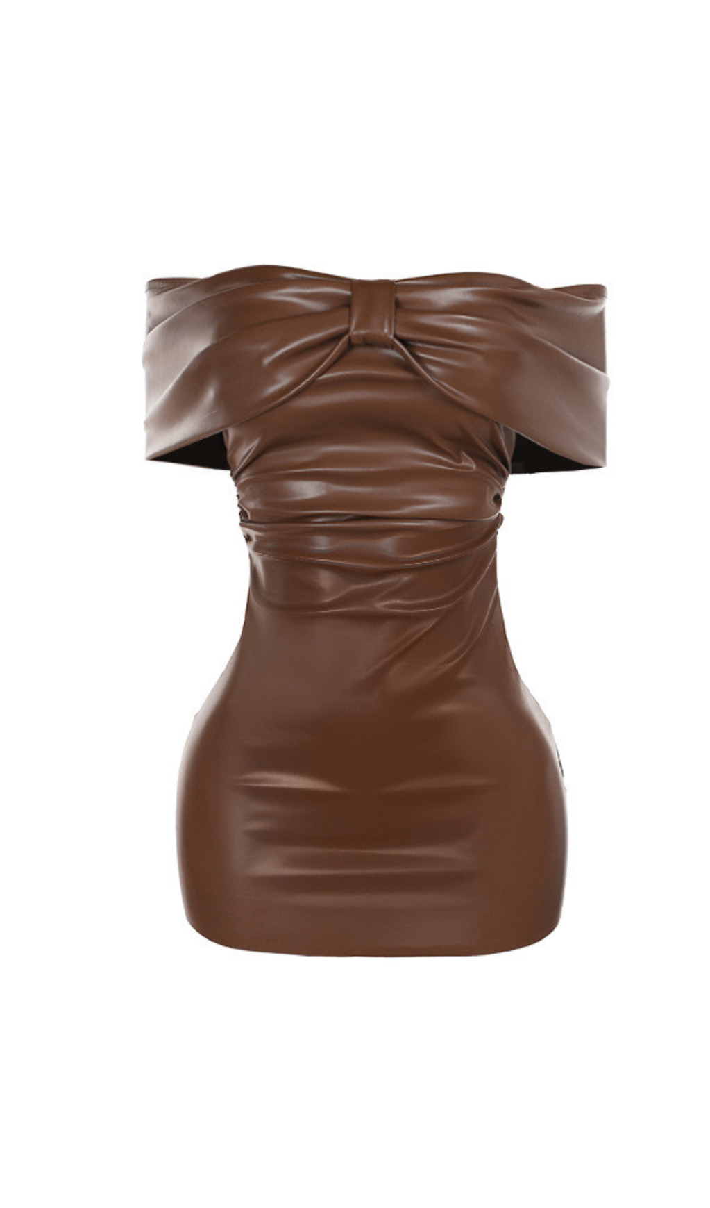 Bow Leather strapless mini Dress