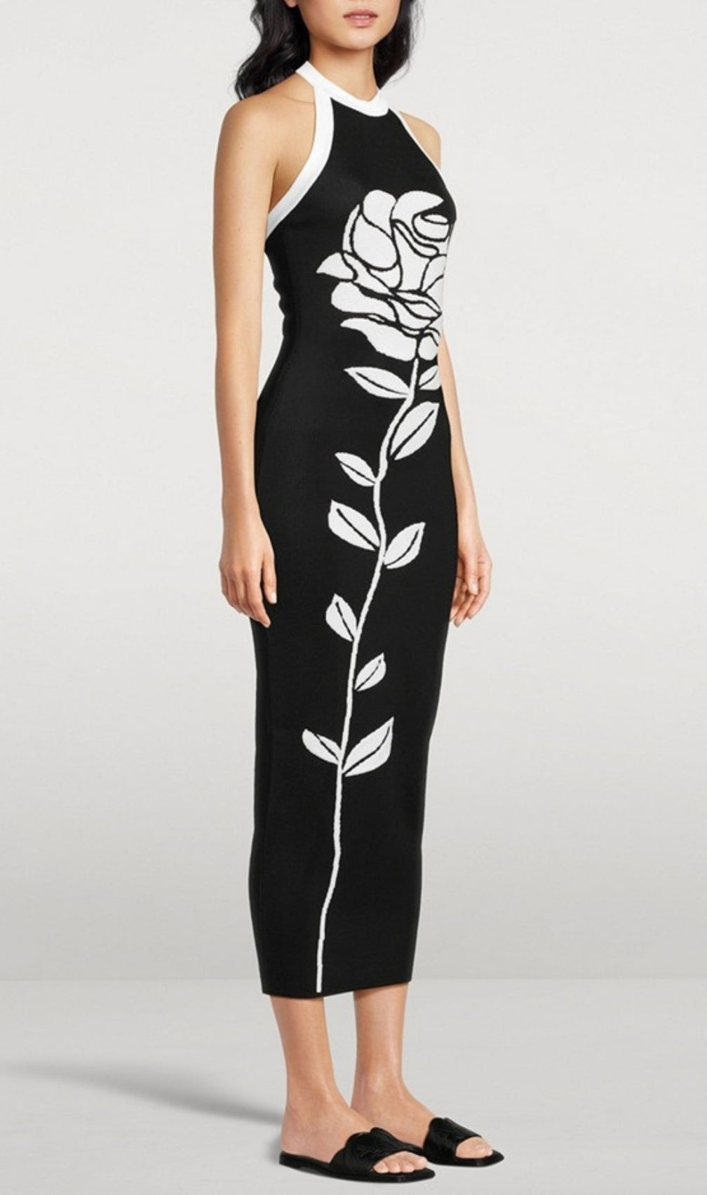Bijou Rose Jacquard Halter Midi Dress