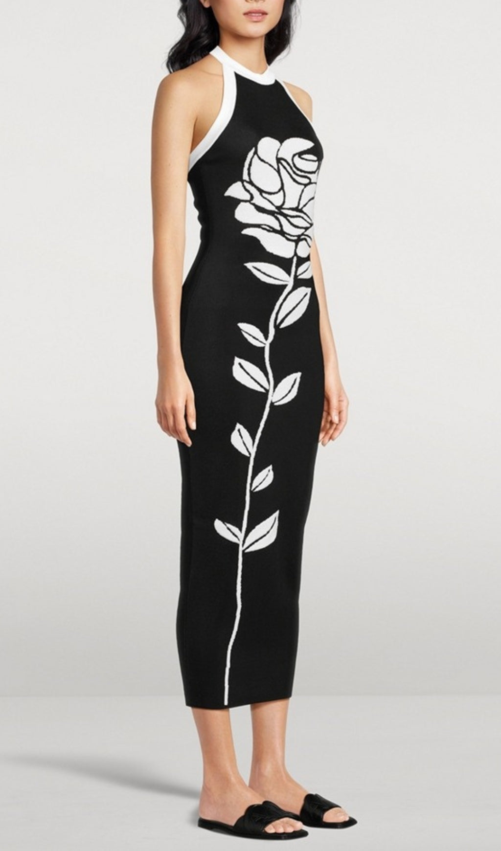 Bijou Rose Jacquard Halter Midi Dress