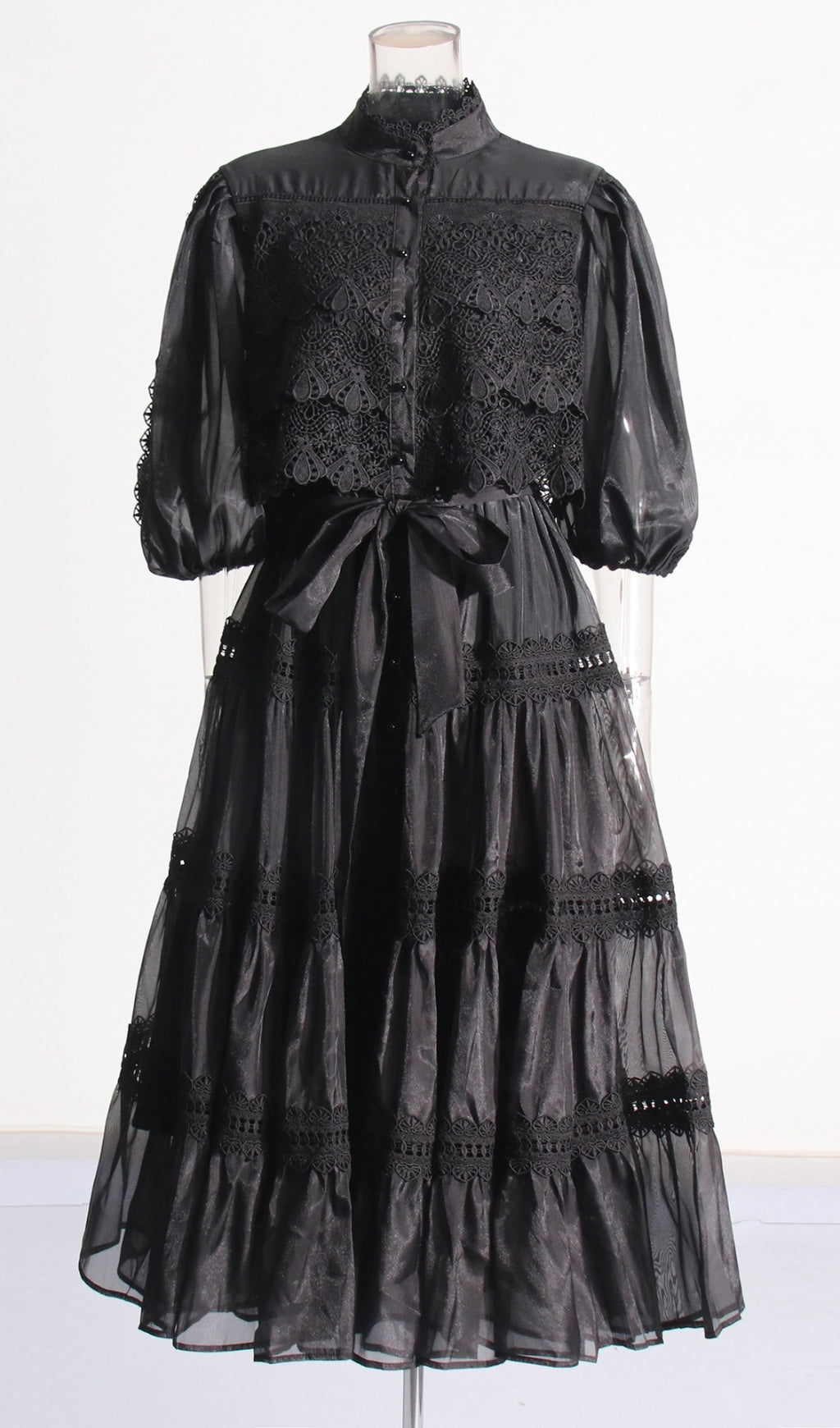 Astrea Puff Sleeve Embroidery Maxi Dress