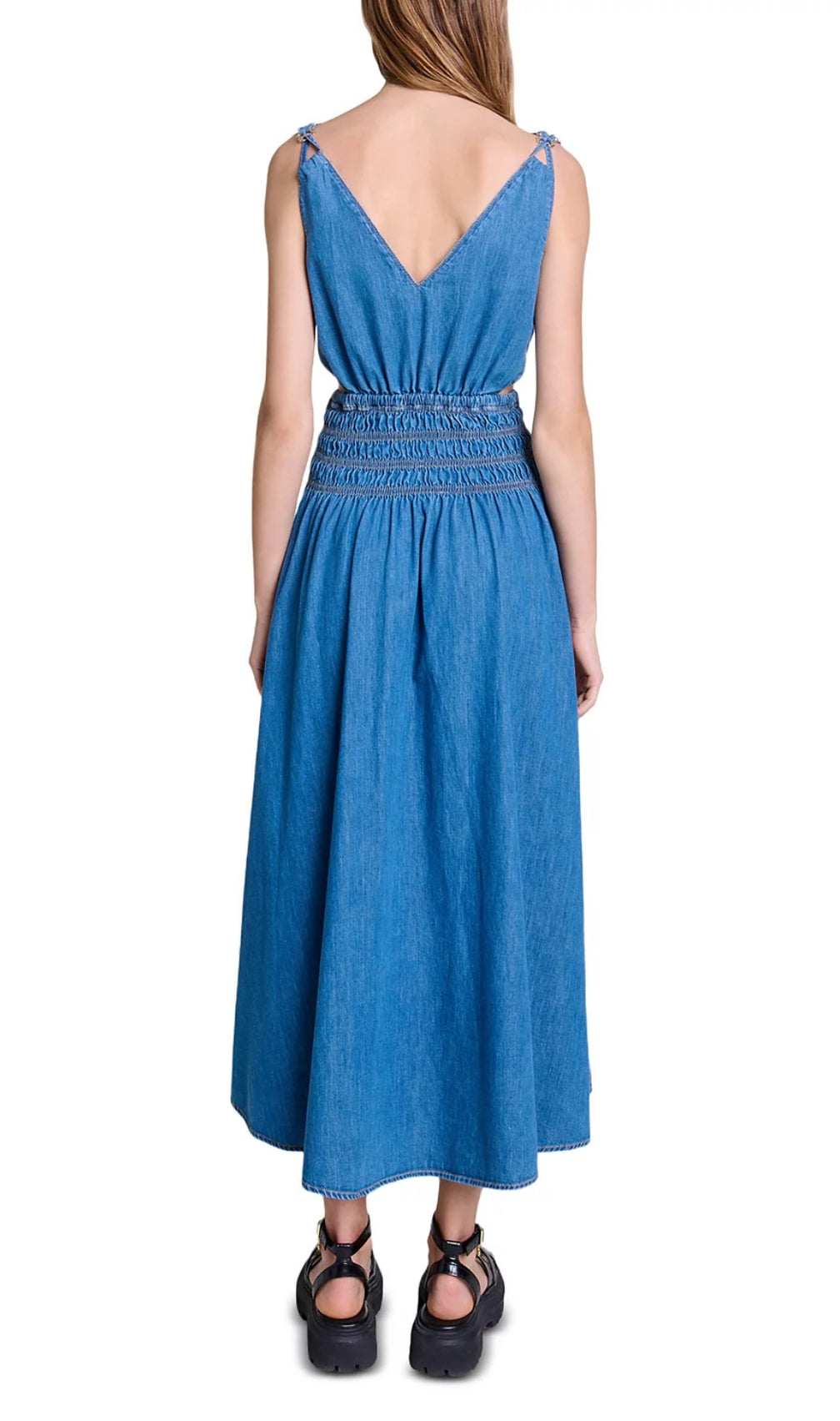 Runim Cutaway Denim Maxi Dress