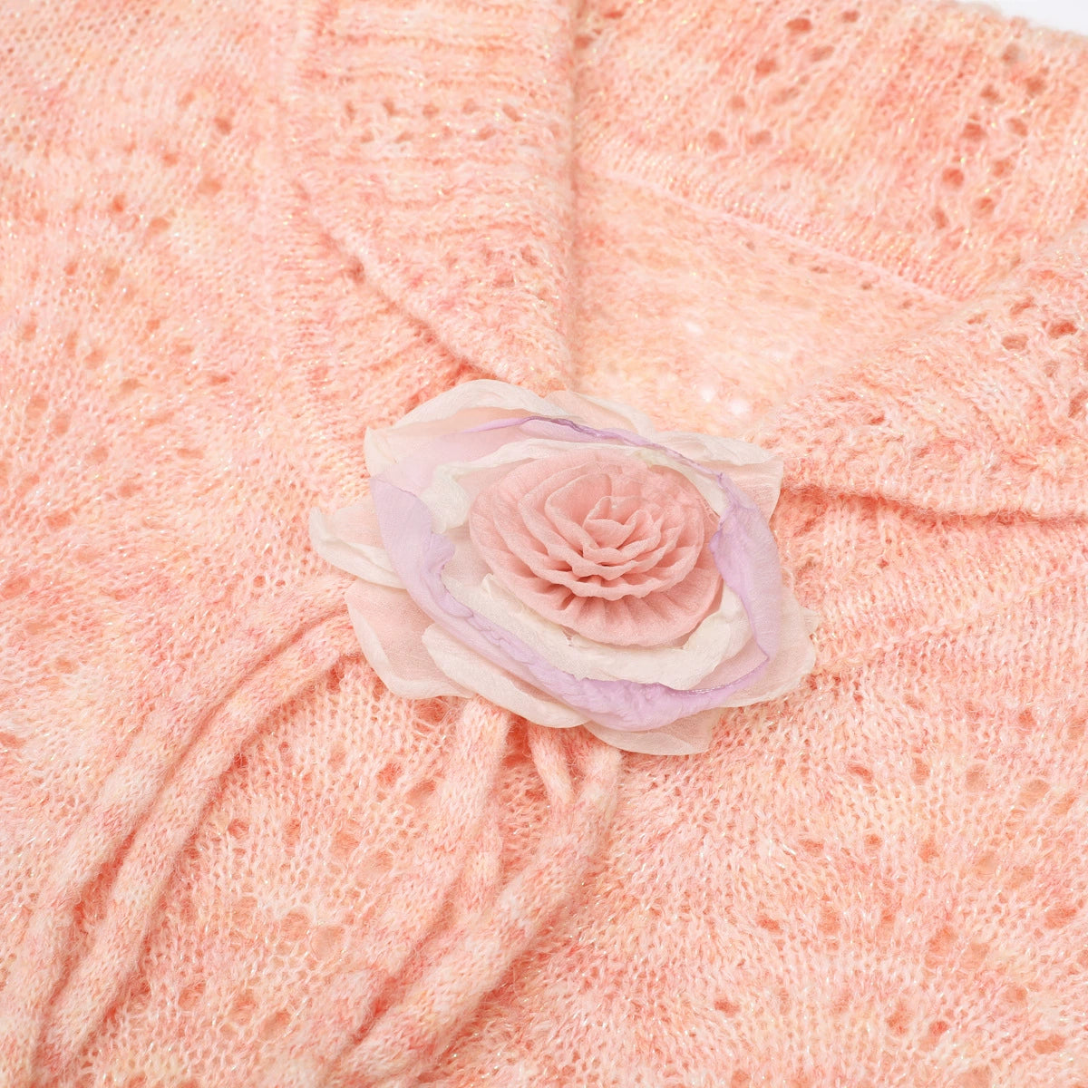 Jorge Sky Blue Floral Knit Midi Dress - Long Sleeve & Charming Tie-Front