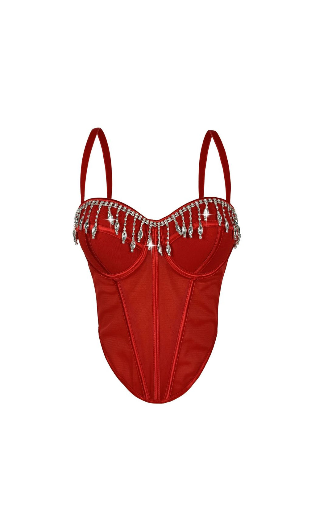 Jemima Red Diamante Corset Top | Sparkling Glamour Bustier
