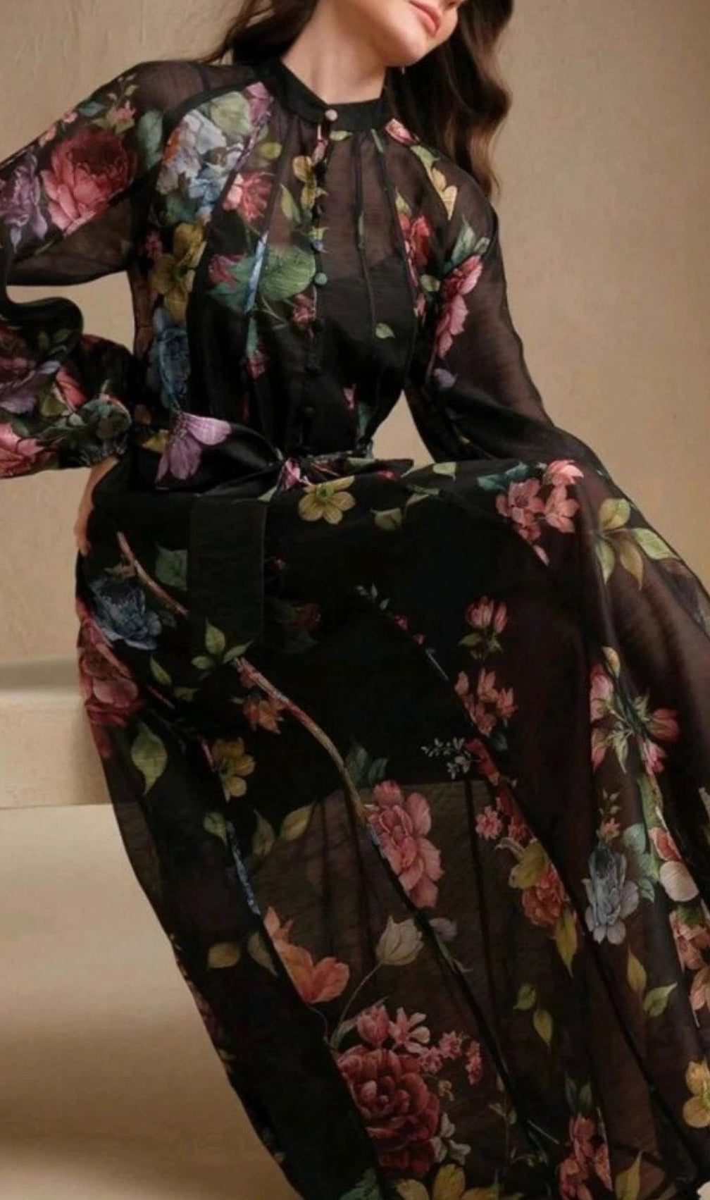 Gilad Printed Long Sleeve Maxi Dress