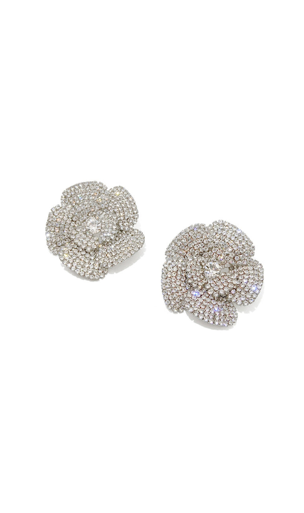 Assumpta Silver Five-Petal Rhinestone Earrings