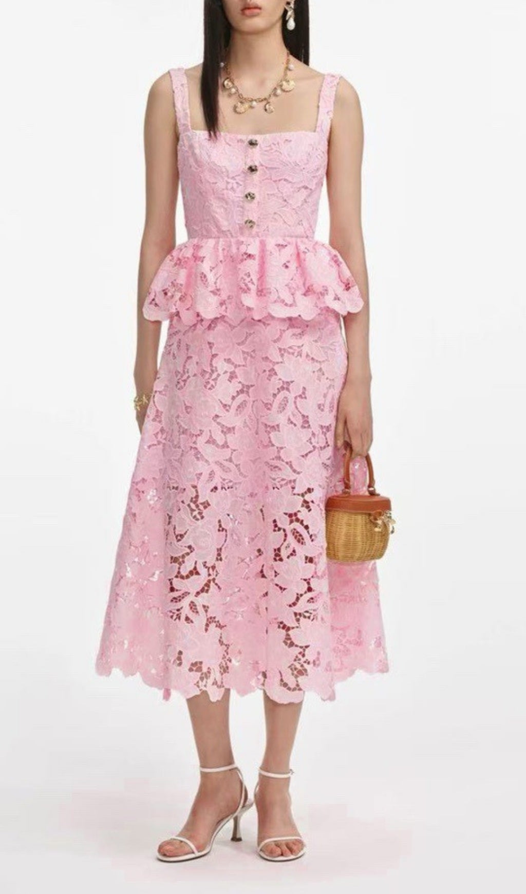 Fumito Flower Embroidery Midi Dress