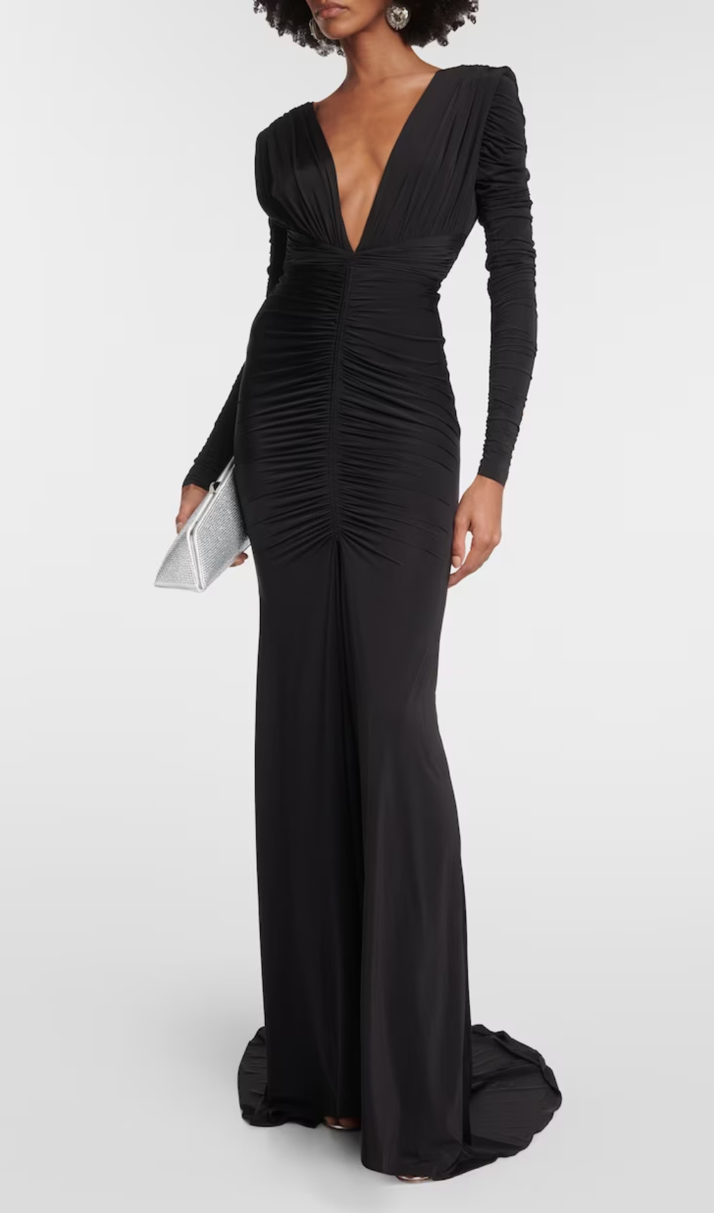 Alda Backless V-Neck Ruched Gown