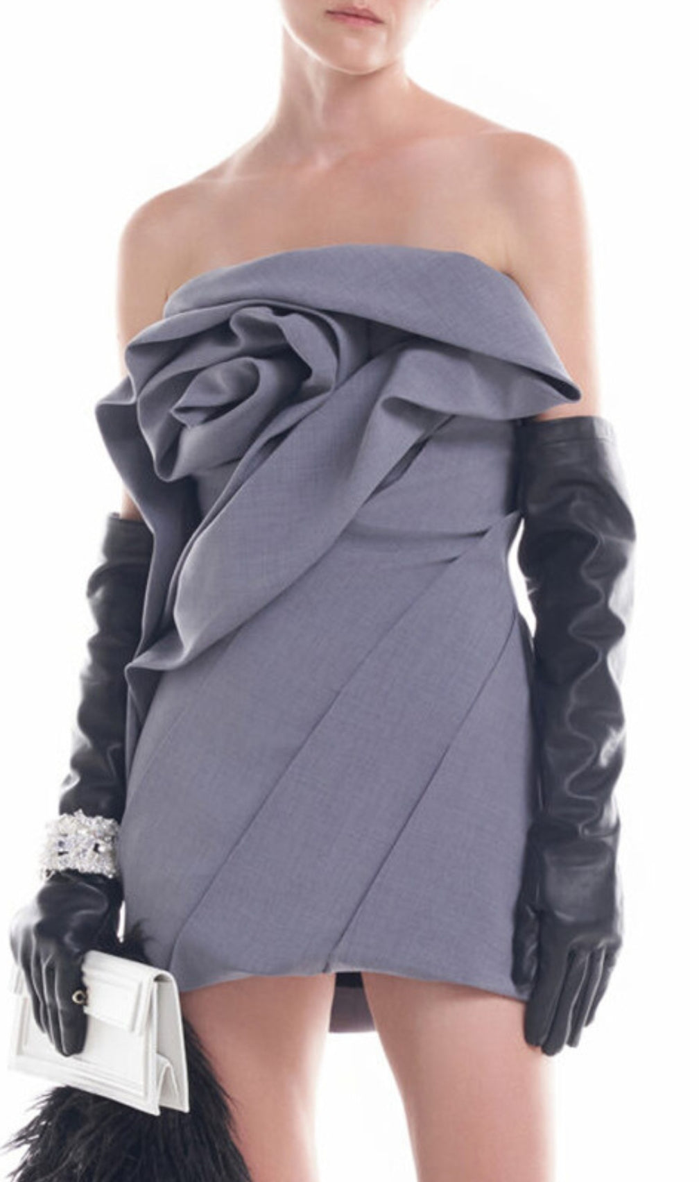 Calissa Strapless Flower Mini Dress