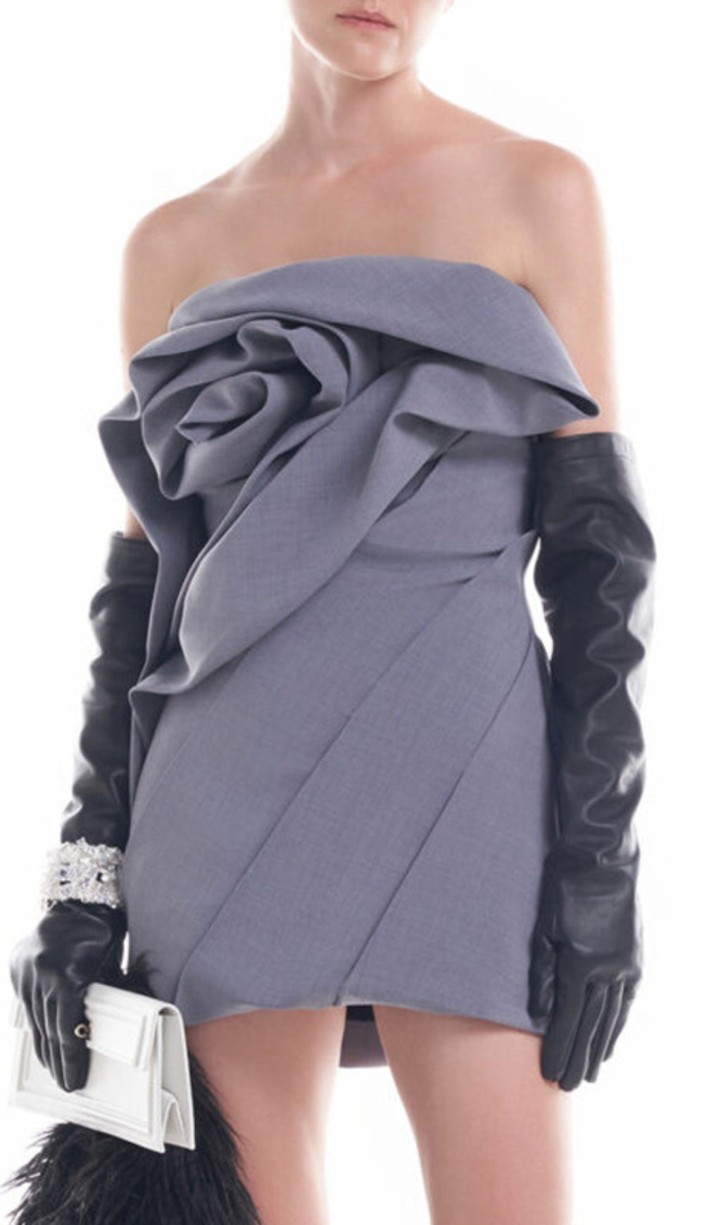 Calissa Strapless Flower Mini Dress