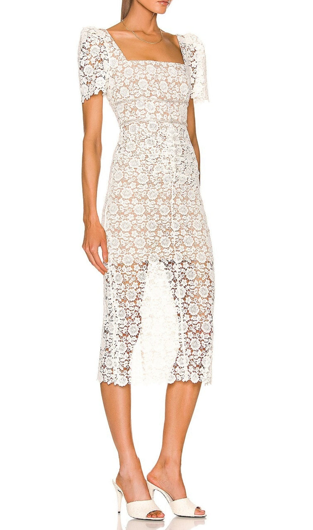 Anneau Ivory Floral Guipure Midi Dress