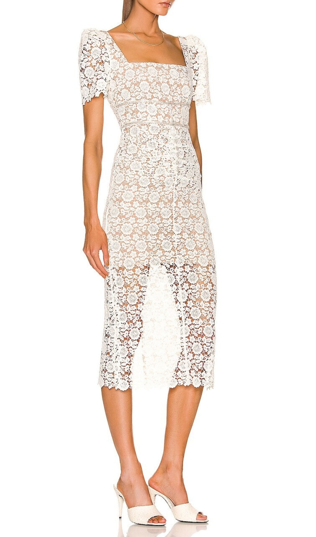 Anneau Ivory Floral Guipure Midi Dress