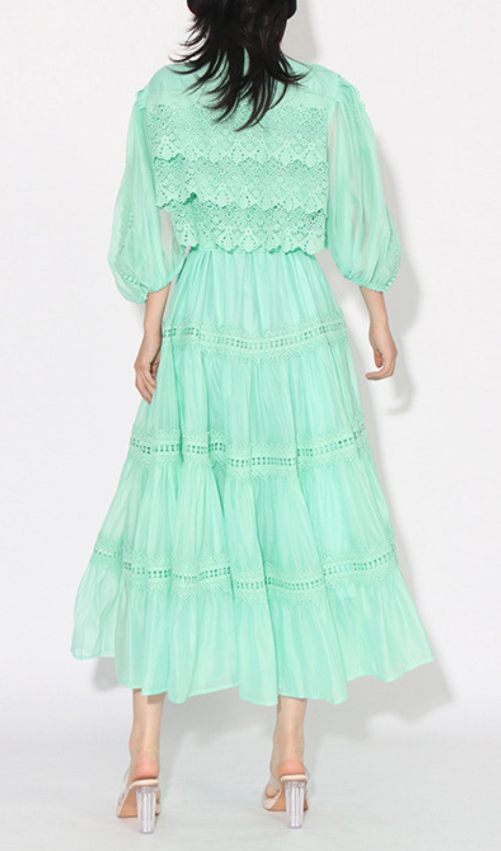 Astrea Puff Sleeve Embroidery Maxi Dress