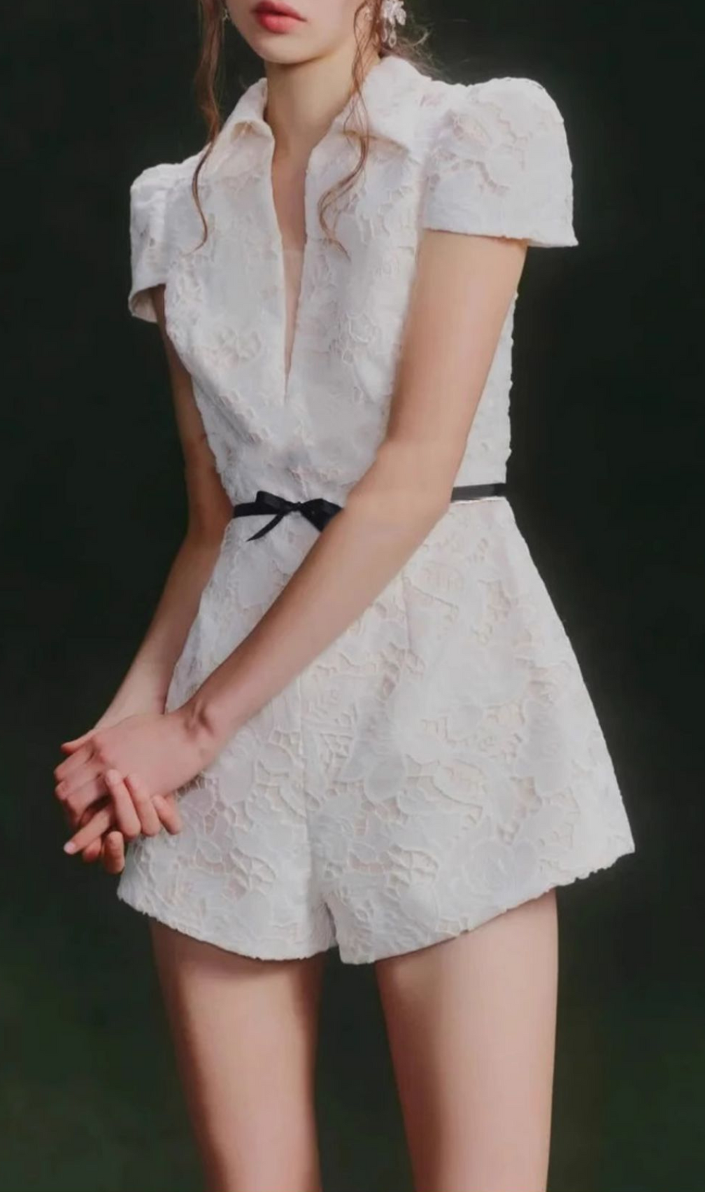 Hattie Embroidery V-Neck Romper