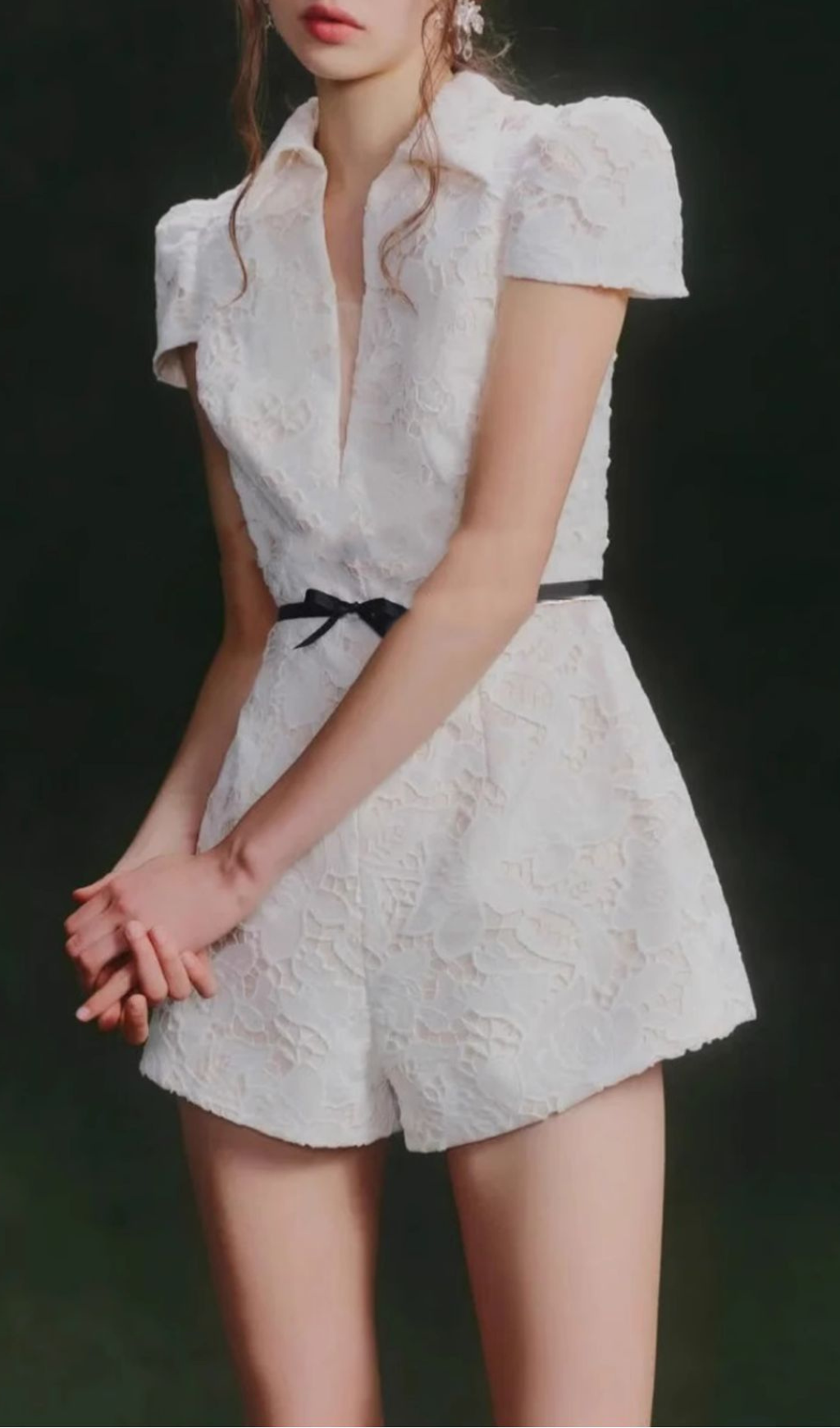 Hattie Embroidery V-Neck Romper