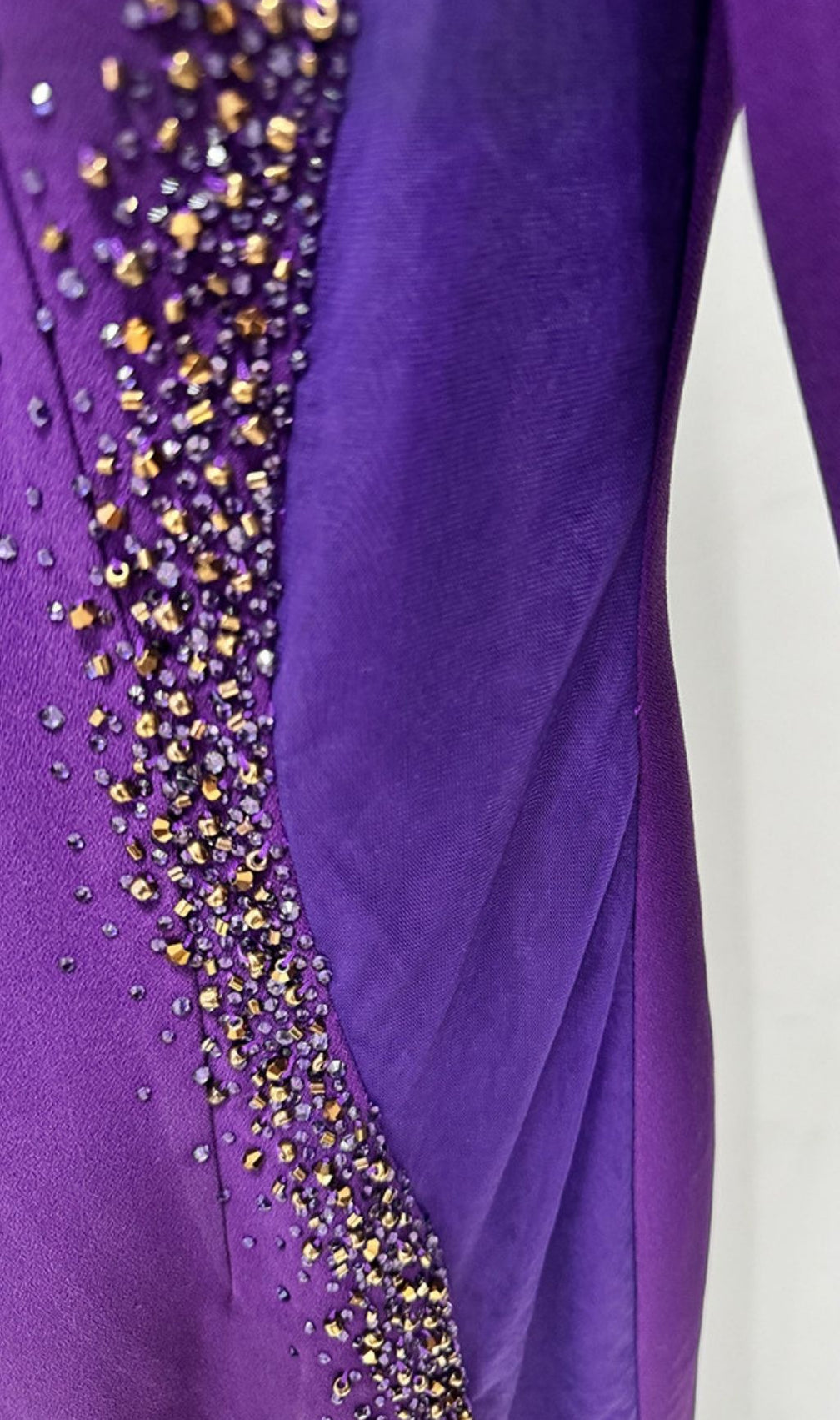 Kyanna Purple Embellished Long Sleeve Maxi Dress