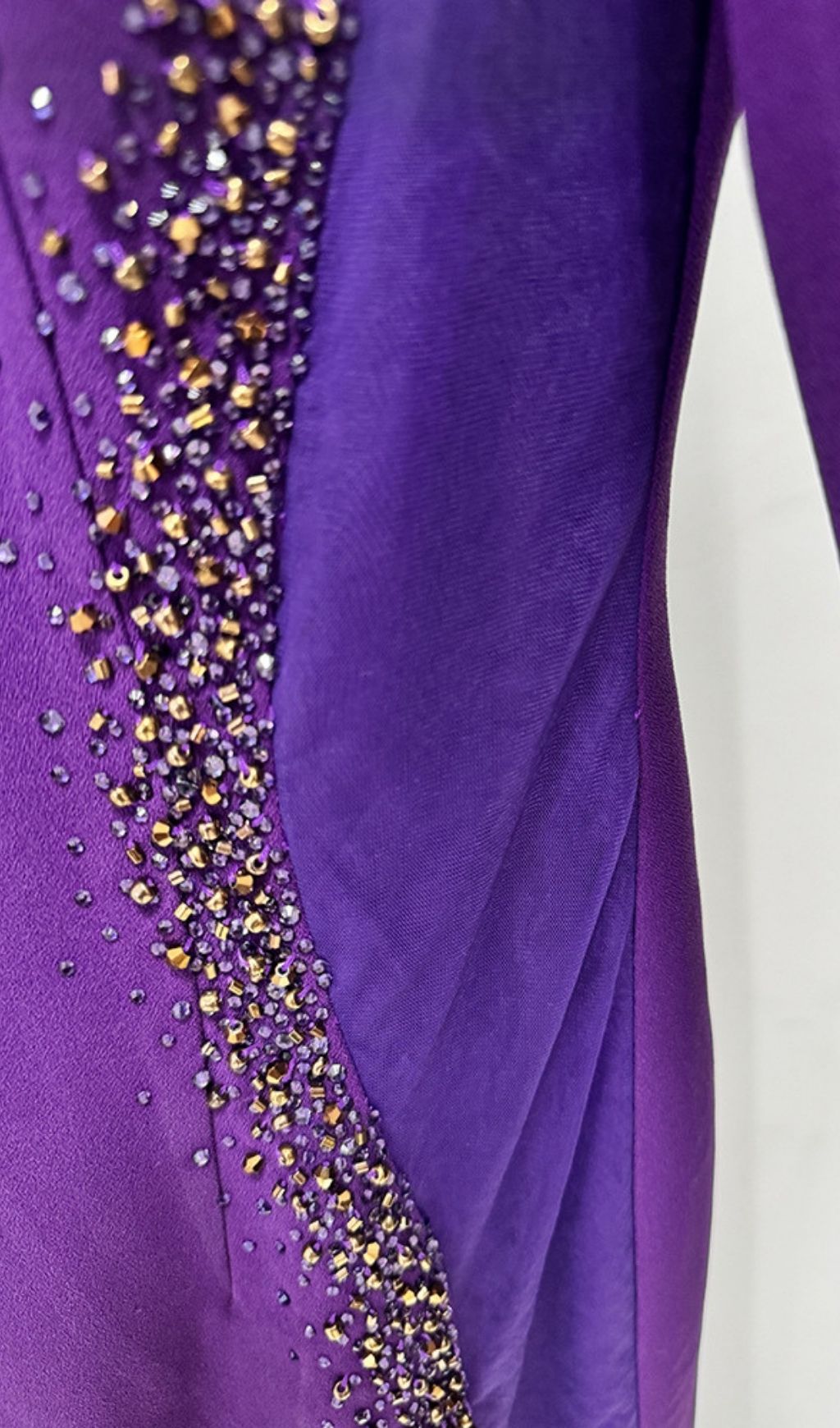 Kyanna Purple Embellished Long Sleeve Maxi Dress