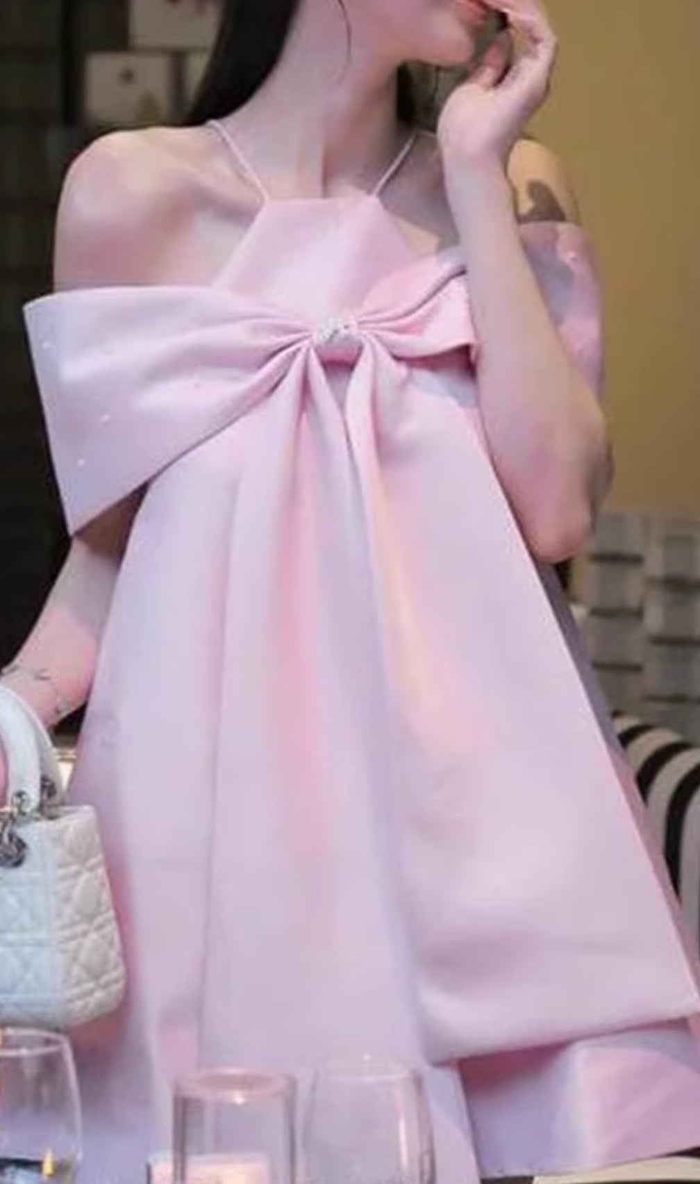 Eleora Pink Bowknot Mini Dress