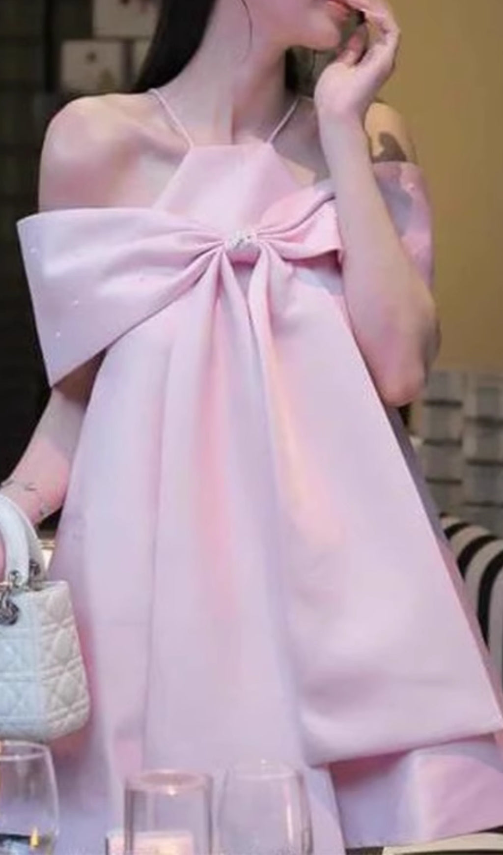 Eleora Pink Bowknot Mini Dress