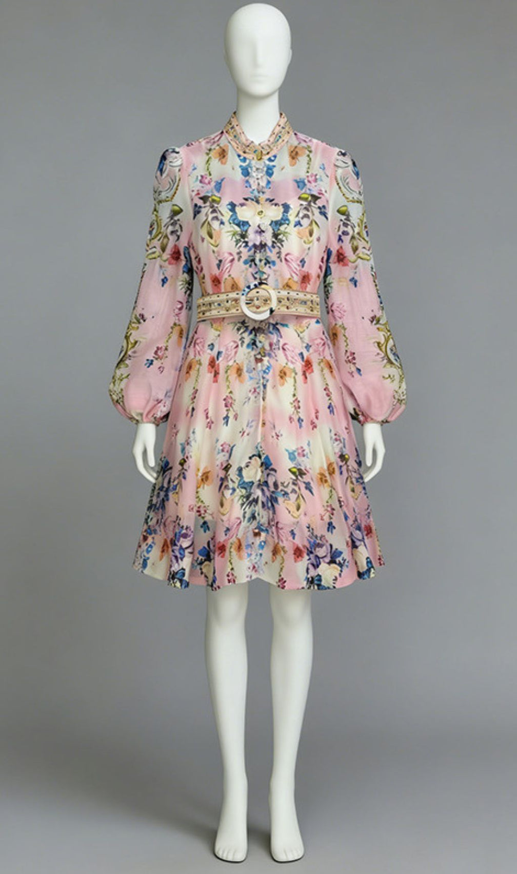 Jalila Pink Floral Print Long Sleeve Mini Dress - Vibrant & Chic